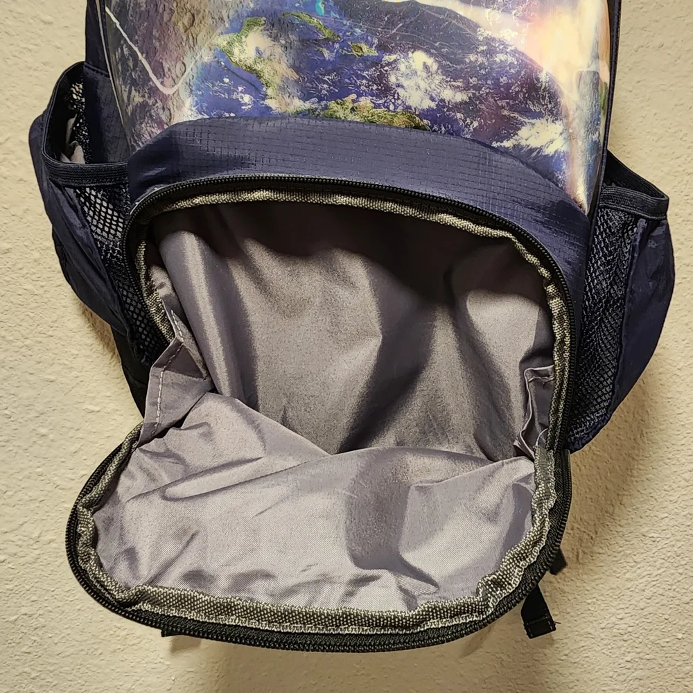 Pottery Barn Kids Navy Blue Earth Print Backpack